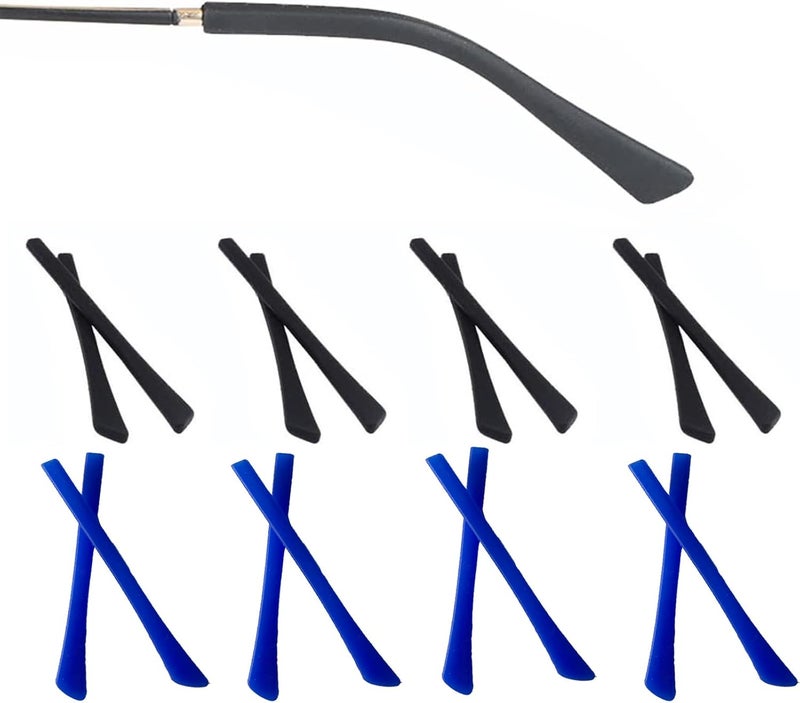 OPUGIT Eyeglass Replacement Temples,Silicone Glasses End Tips Ear Sock Pieces Sleeve for Thin Metal Glasses Legs,8 Pairs - Image 1